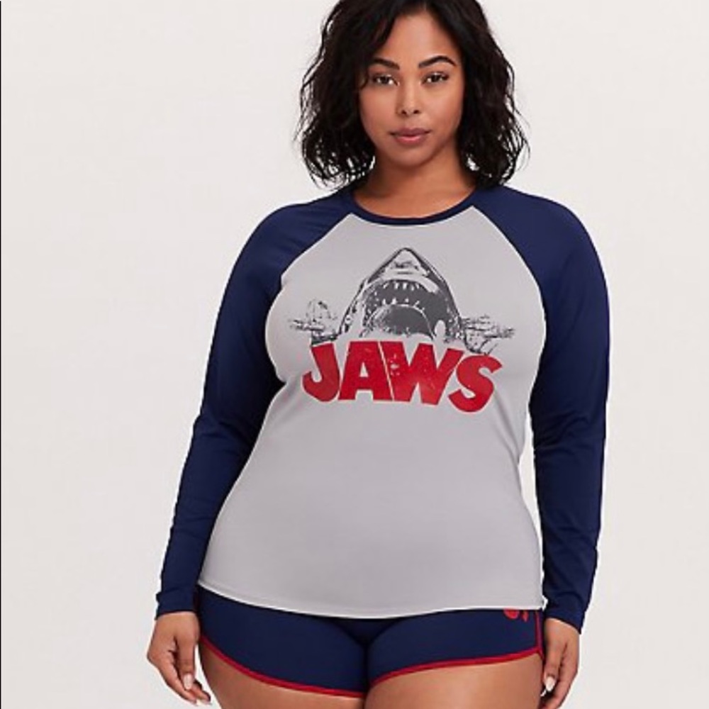 Torrid Jaws Rash Guard and Bottoms Swim Set